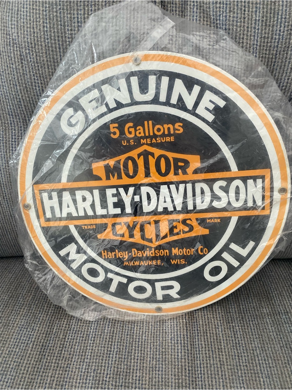 NEW Harley-Davidson Black and White Sign in Plastic Wrapping by Ande Rooney